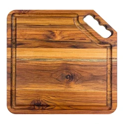 Tábua para carne de madeira de lei 33x33cm com pegador