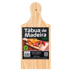 Tábua para carne madeira com cabo 15x32,5cm Alves
