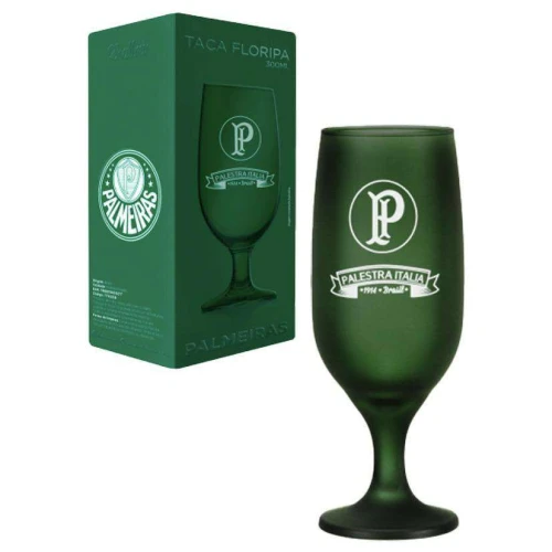 Taça de vidro floripa para chopp 300ml verde Palmeiras allmix