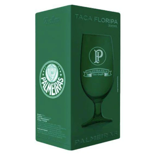 Taça de vidro floripa para chopp 300ml verde Palmeiras allmix