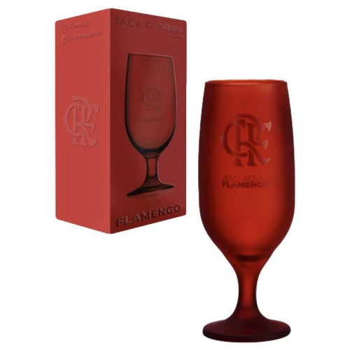 Taça de vidro floripa para chopp 300ml vermelha Flamengo allmix