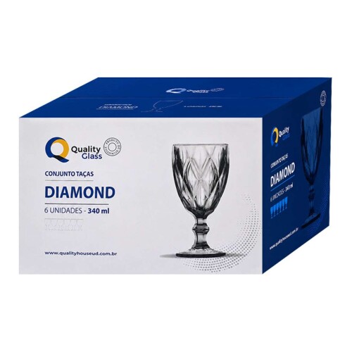 Taça vidro diamond 340ml transparente