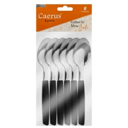 Talher colher com cabo plástico preto com 06 unidades Bali Caerus