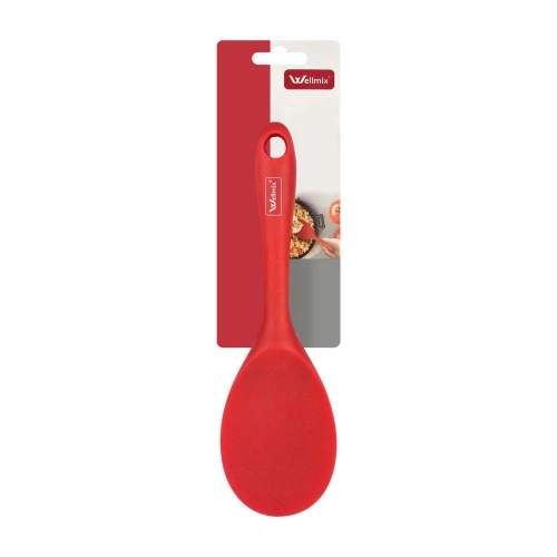 Talher colher de silicone vermelho cabo curto 22,5cm Wellmix