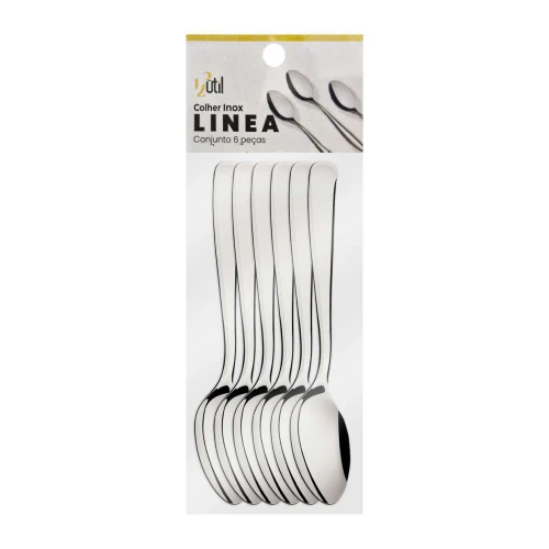 Talher colher refeição inox Línea com 06 unidades 123Útil