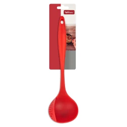 Talher concha 2 em 1 com escumadeira de nylon vermelha Wellmix