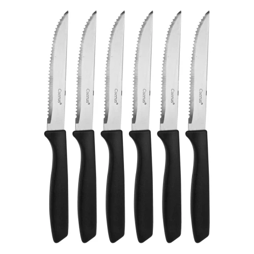 Talher faca com cabo plástico preto com 06 unidades Bali Caerus