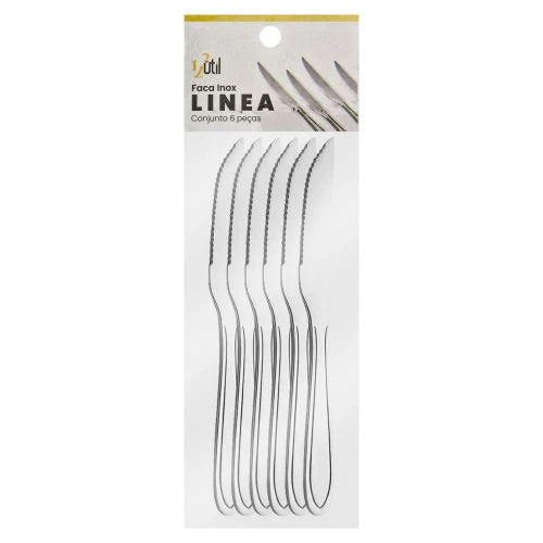 Talher faca refeição inox Linea com 06 unidades 123Útil