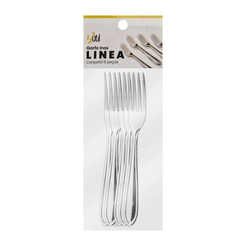 Talher garfo refeição inox Línea com 06 unidades 123Útil