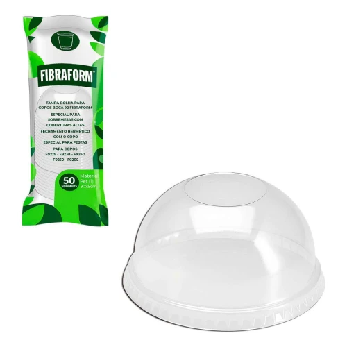 Tampa bolha copo supremo 300/400ml com 50 unidades Fibraform