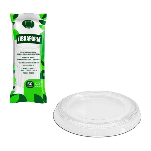 Tampa plana copo supremo 300/400ml com 50 unidades Fibraform