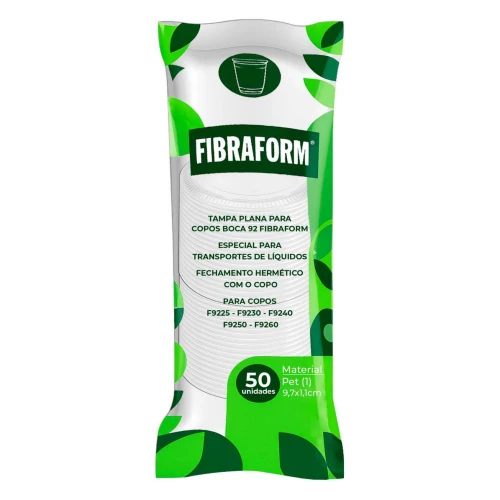 Tampa plana copo supremo 300/400ml com 50 unidades Fibraform