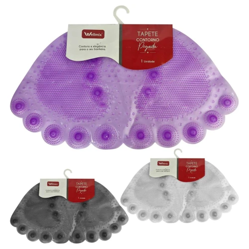 Tapete antiderrapante pvc pegada 31,5x57cm sortidos Wellmix
