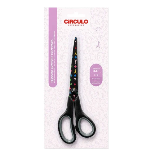 Tesoura multiuso comfort 8,50 21,5cm preto estampada Tesoura multiuso comfort 8,50 21,5cm preto estampada
