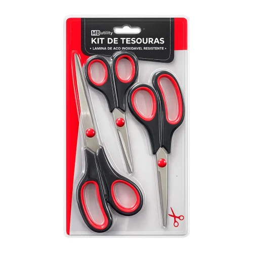 Tesoura multiuso inox kit com 3 unidades