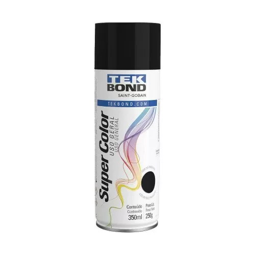 Tinta spray uso geral 350ml preto brilhante Tek Bond