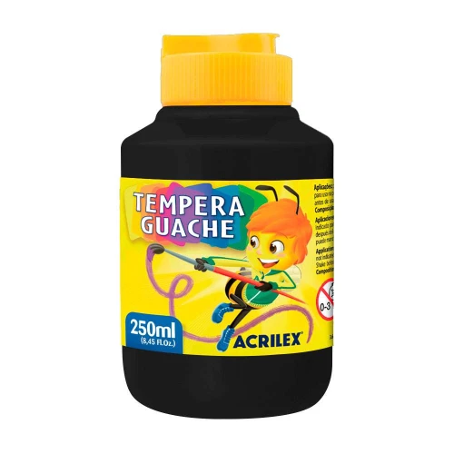 Tinta guache 250ml preta Acrilex