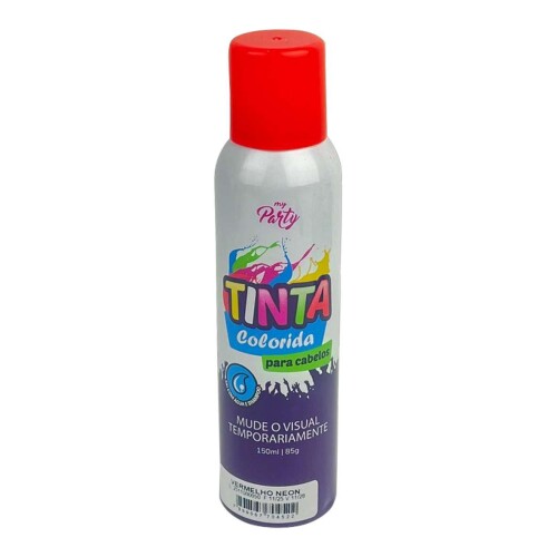 Tinta spray para cabelo 150ml vermelha neon
