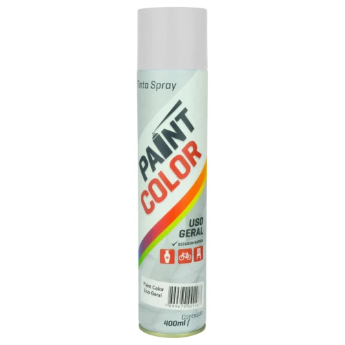 Tinta spray uso geral 400ml branco fosco Paintcolor