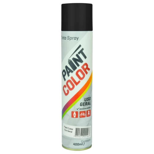 Tinta spray uso geral 400ml preto brilhante Baston