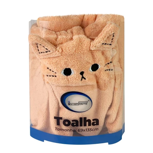 Toalha de banho infantil 39x135cm bichinho rosa/azul