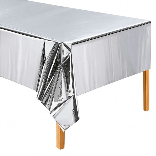 Toalha de mesa metalizada 137x183cm prata Toalha de mesa metalizada 137x183cm prata