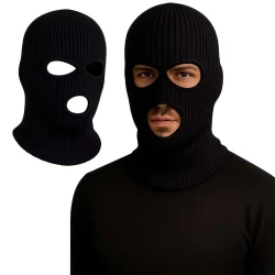Touca de lã adulto para motoqueiro balaclava lisa preta