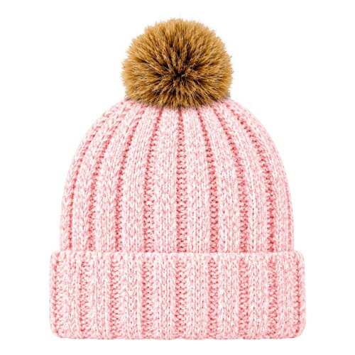 Touca de lã forrada adulto chenille com pompom sortidas Touca de lã forrada adulto chenille com pompom sortidas