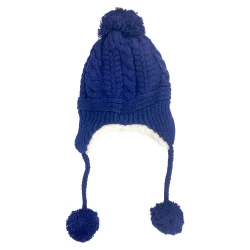 Touca de lã forrada adulto com orelha e pompom