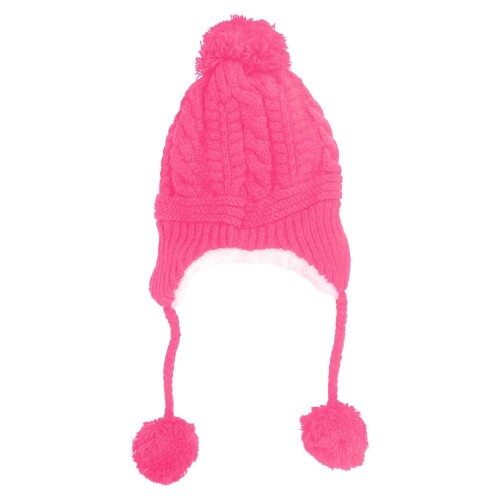 Touca de lã forrada adulto com orelha e pompom