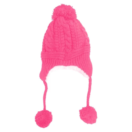Touca de lã forrada adulto com orelha e pompom