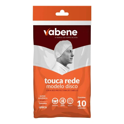 Touca de nylon rede branca com 10 unidades Vabene