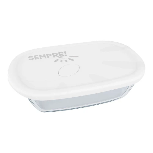 Travessa de vidro com tampa retangular 24x16x5cm 1,8lt nadir