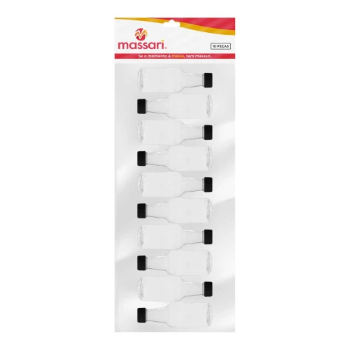 Tubete garrafinha tampa preta 50ml com 10 unidades Massari