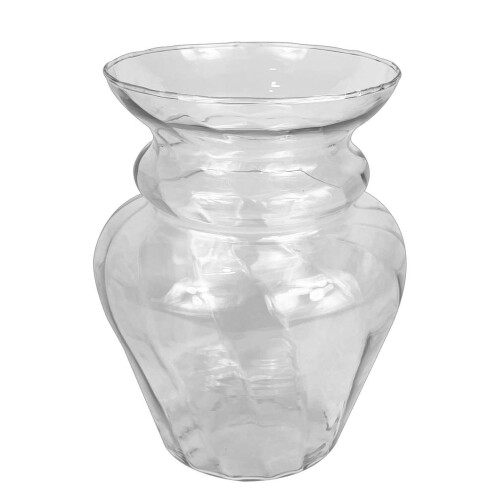Vaso de vidro Áster pequeno rigado transparente 22x17cm