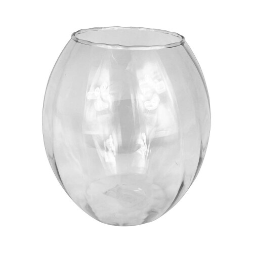 Vaso de vidro Barrica grande rigado transparente 22x20cm