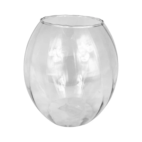 Vaso de vidro Barrica grande rigado transparente 22x20cm