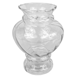 Vaso de vidro Camelia pequeno rigado transparente 22x16cm