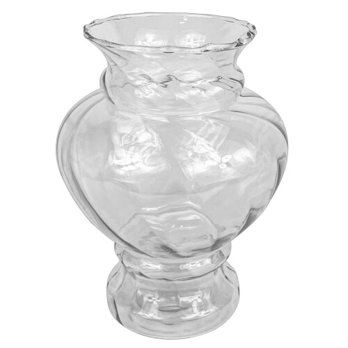 Vaso de vidro Camelia pequeno rigado transparente 22x16cm