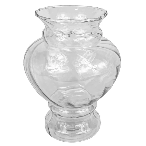 Vaso de vidro Camelia pequeno rigado transparente 22x16cm