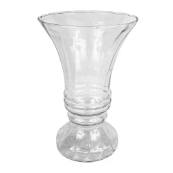 Vaso de vidro Gardenia pequeno rigado transparente 24x16cm