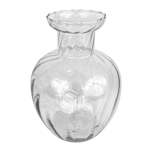 Vaso de vidro Hibisco pequeno rigado transparente 23x17cm