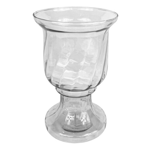 Vaso de vidro Narciso pequeno rigado transparente 24x15cm