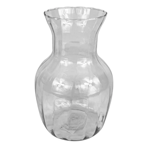 Vaso de vidro Nigella pequeno rigado transparente 22x14cm