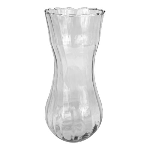 Vaso de vidro Petunia grande rigado transparente 28x12cm