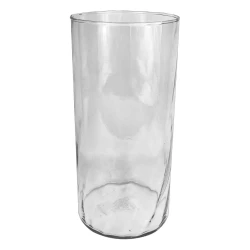 Vaso de vidro cilindo rigado transparente 30x14cm