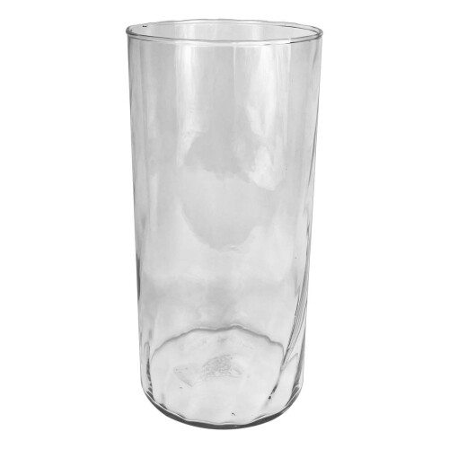 Vaso de vidro cilindo rigado transparente 30x14cm