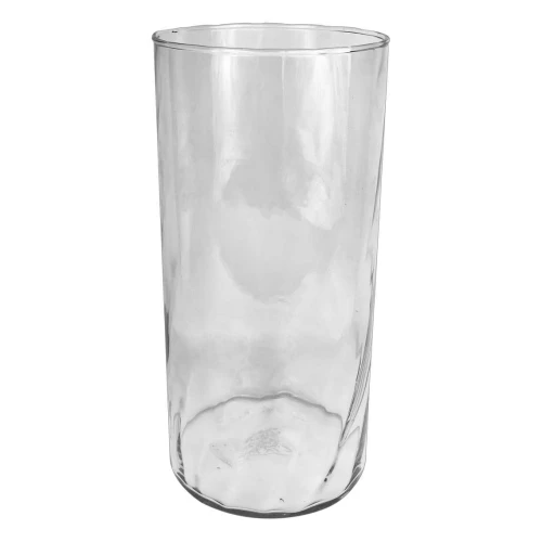 Vaso de vidro cilindo rigado transparente 30x14cm