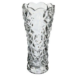 Vaso de vidro cilindrico trabalhado 10x7,8x24,5cm transparente