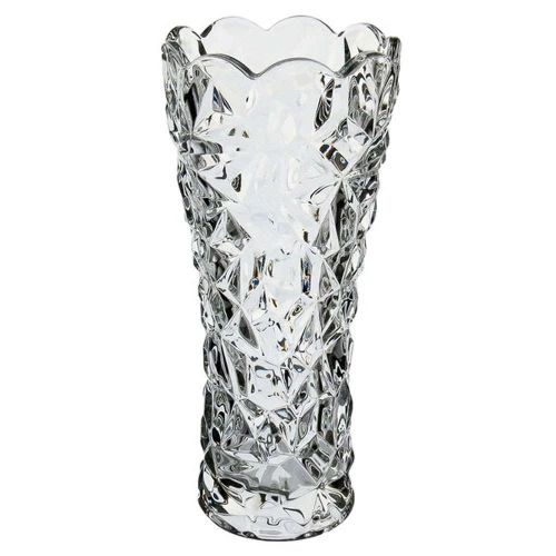 Vaso de vidro cilíndrico trabalhado 7x17,5cm transparente